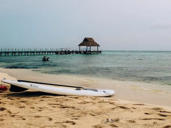 Paradise Beach Cozumel view of pier • TastyItinerary.com