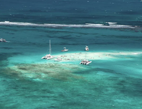 grand cayman stingray city on a beautiful day | drone view