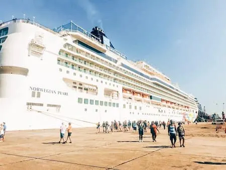 Norwegian pearl cruise ship docked in Santo Tomas de Castilla, Guatemala