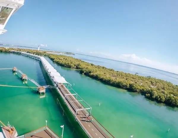 View of Harvest Caye Belize from Cruise Ship