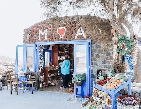 Produce market in Santorini Greece
