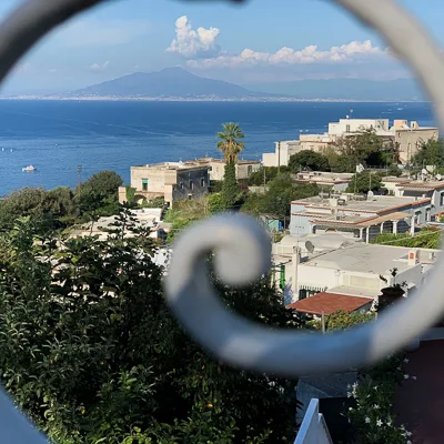 view of capri homes and ocean as we walk down to marina grande