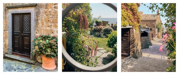 Inside Civita di Bagnoregio you'll find medieval doorways, beautiful gardens, and cobblestone streets