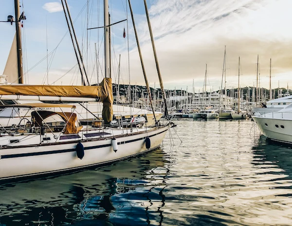 Beautiful boats docked in the marina at Cannes Port