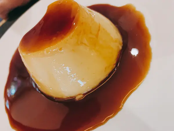 flan covered in caramel sauce