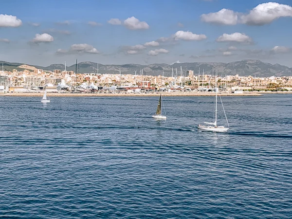 boats sailing by palma de mallorca cruise port