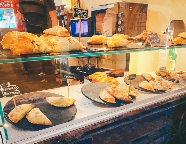 window display of empanadas