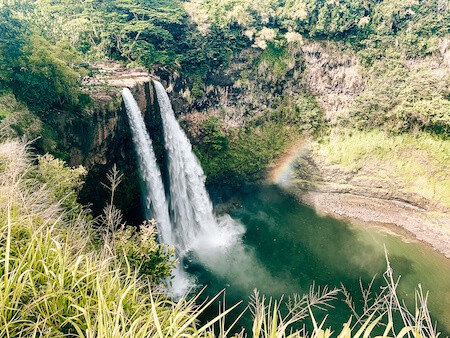 beautiful waterfall in Kauai