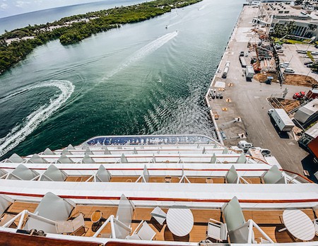 View of the Celebrity Equinox cruise ship aft at Fort Lauderdale cruise port