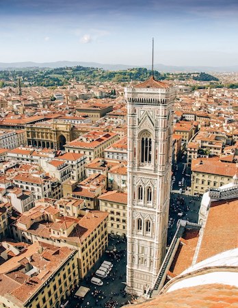 Giottos Bell Tower and view of Florence Italy