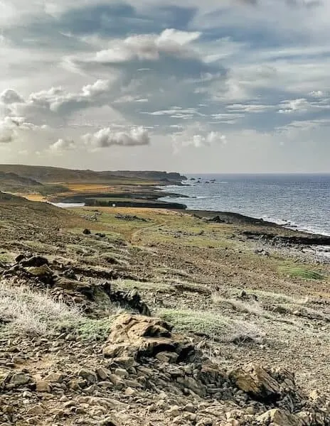 View of the top of Prins Bay in Aruba from afar