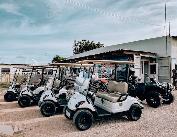 Golf carts at Bonaire Cruisers site
