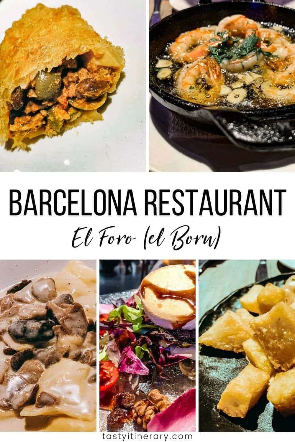 Dinner items from El Foro Restaurant in Barcelona, Spain