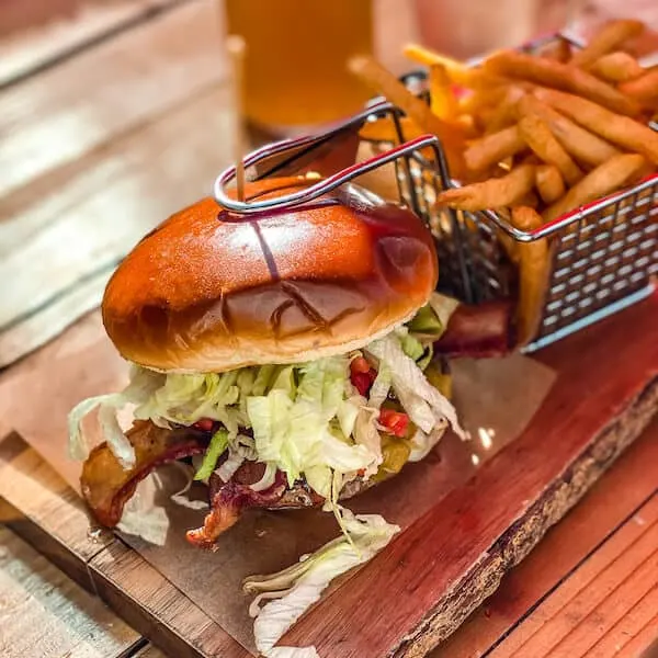 Californication Burger & Fries at Rock n Brew at Big Bear Village