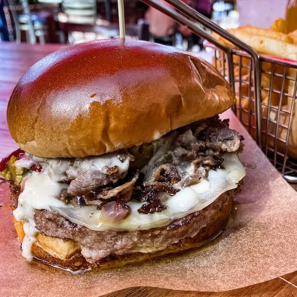 Eye of the Tiger burger at Rock n Brew Big Bear Village