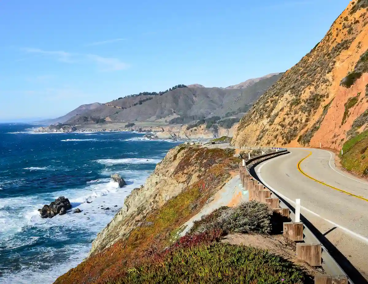 curved and mountains along the coast of California