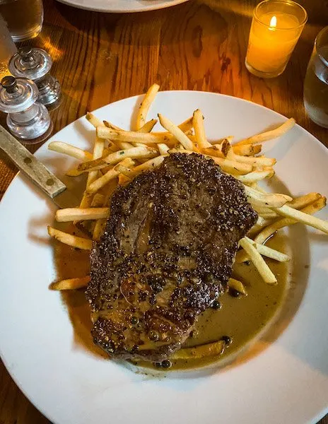 ribeye with fries