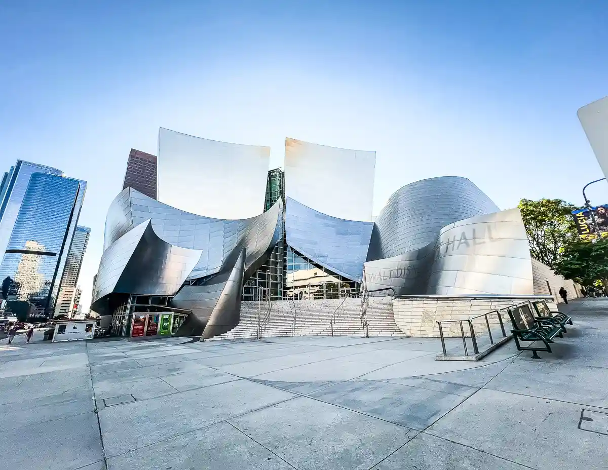 outside of walt disney concert hall in downtown LA