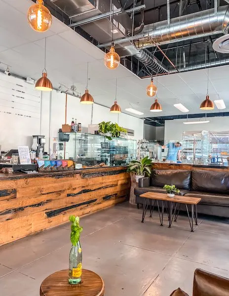 cafe with reclaimed wood counters
