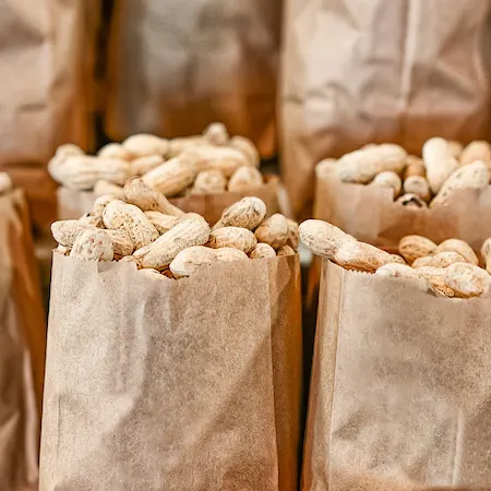 paper bags full of peanuts