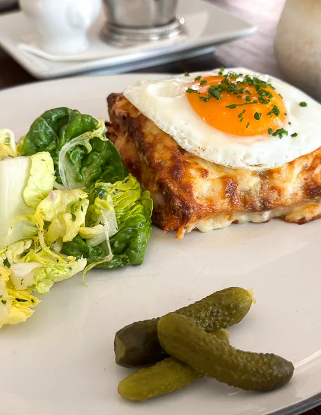 Croque Madame at Perle restaurant in pasadena