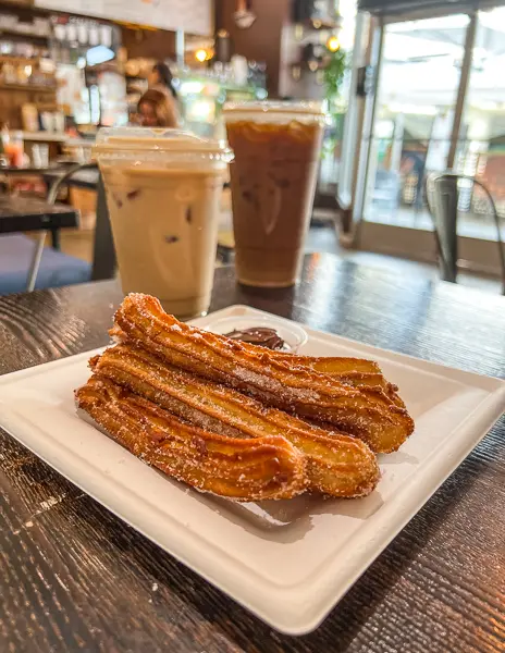 spanish style churros and two lattes