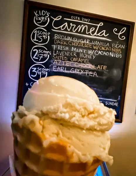 carmela ice cream menu board
