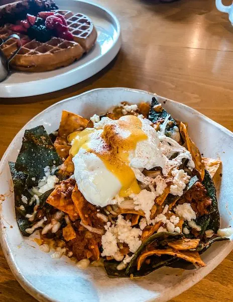 Chilaquiles with a poached eggs