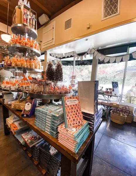 table full of candies, books and gifts