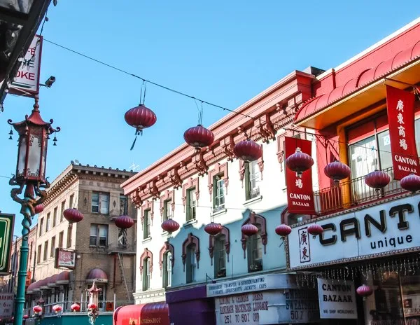 red lanterns hanging in chinatown san francisco