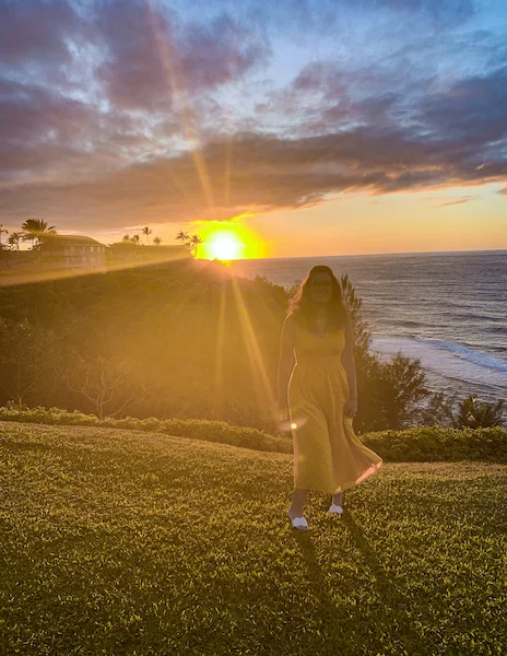 blending in and enjoying a sunset in kauai at the cliffs princeville