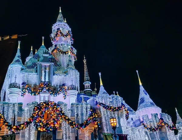 sleeping beauty castle at christmas