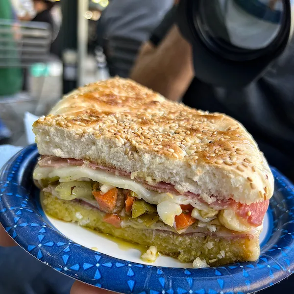 quarter serving of a muffuletta