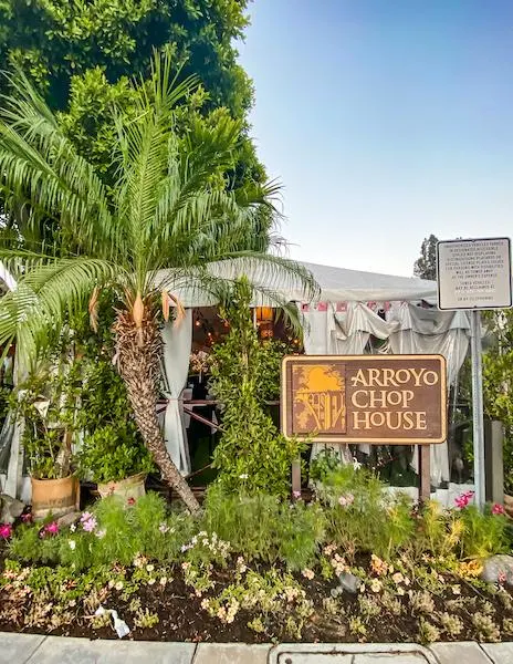 arroyo chophouse sign and outdoor tent