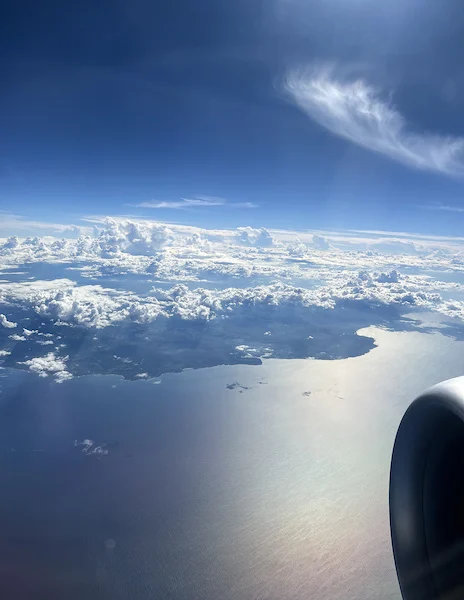 view from plane flying along the coast of dominican republic