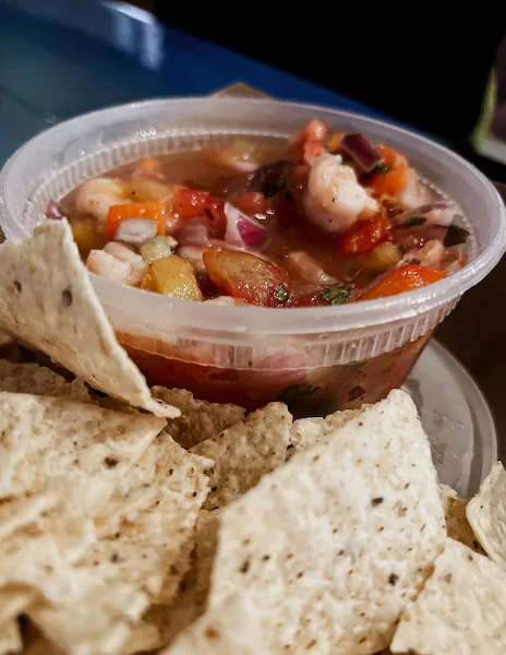 ceviche with tortilla chips