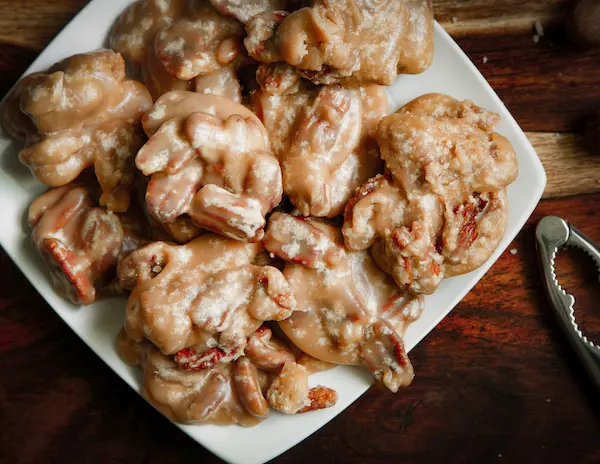 plate of pecan pralines