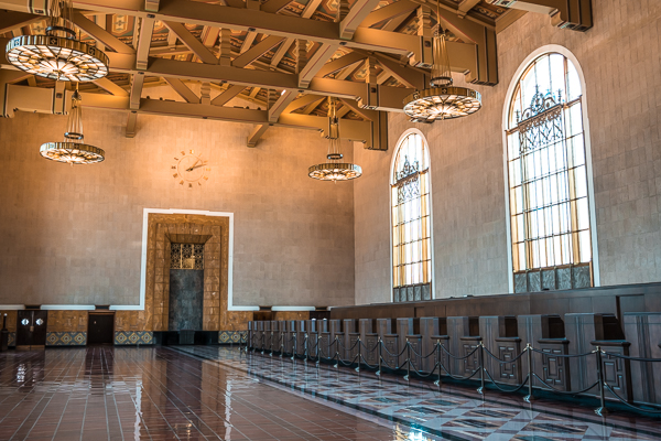 old ticketing counter at union station in downtown la