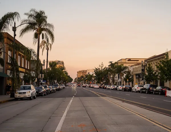 old town pasadena at dusk