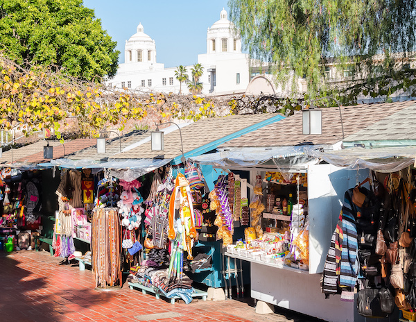 olvera street shops full of colorful souveniers