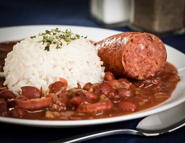 red beans and rice with an andouille sausage