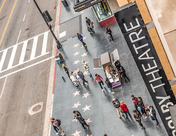 view from above of the walk of fame
