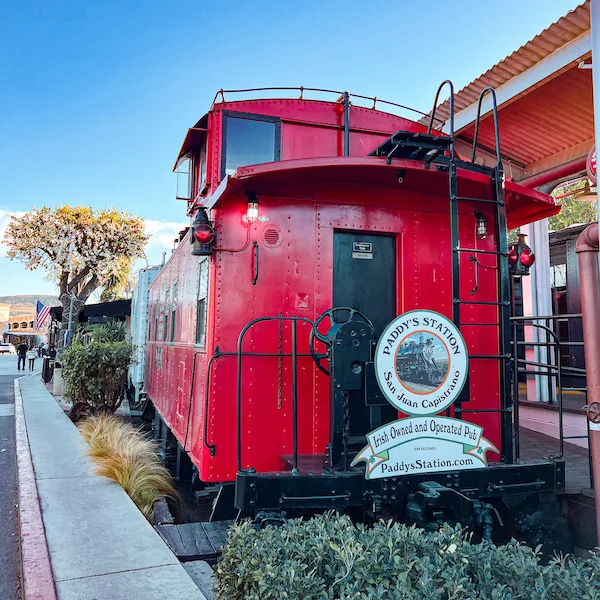 old red train car