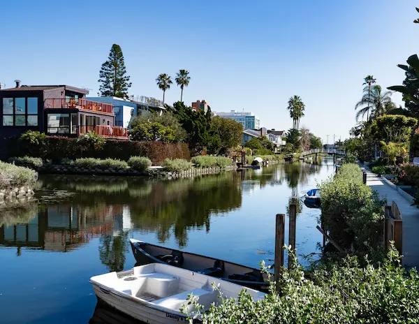 walking along the grand canal of venice beach