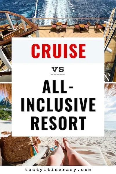 pinterest marketing image | all inclusive resort vs cruise
