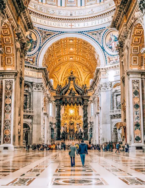 inside of st. peters basilica in vatican city rome