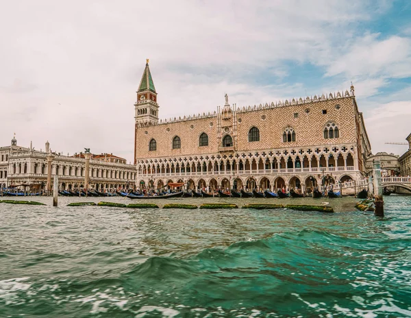 doges palace as seen from the lagoon in venice italy