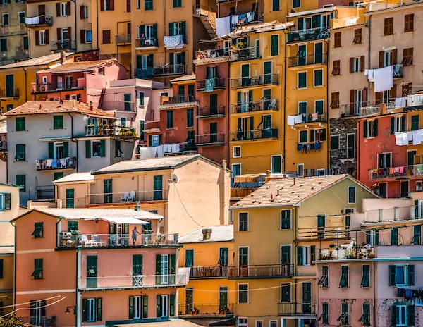 close up of colorful homes in manorola cinque terre