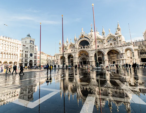 st marks basilica on a rainy day