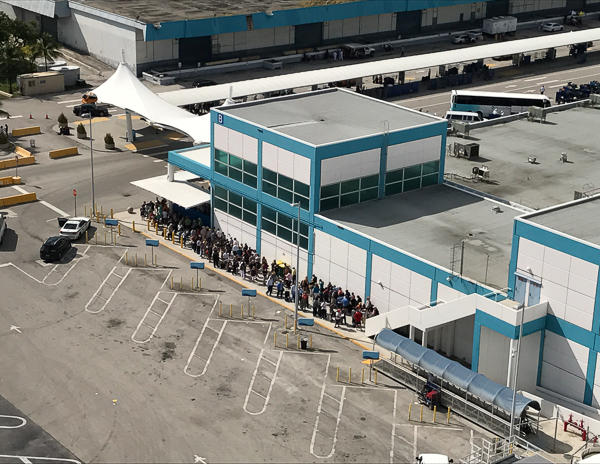 security line outside the cruise terminal